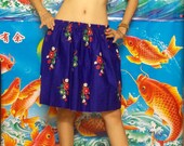 My Cute Mini Skirt - Thai Batik Blue - Cotton, Free size.