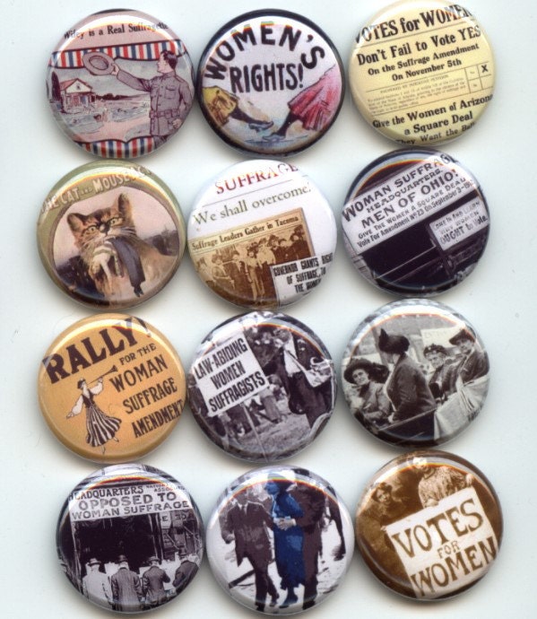 SUFFRAGE Womens Rights Feminist Feminism 12 Pinback 1" Buttons Badges Pins