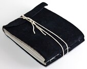 Classic Blue Suede Leather Journal or Sketchbook, Pocket Sized, Handbound Coptic Stitch- 2 3/4" x 3 3/4"