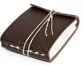 Brown Leather Journal or Leather Sketchbook, Thick Chocolate Brown, Pocket Sized, Handbound Coptic Stitch - 2 3/4" x 3 3/4"