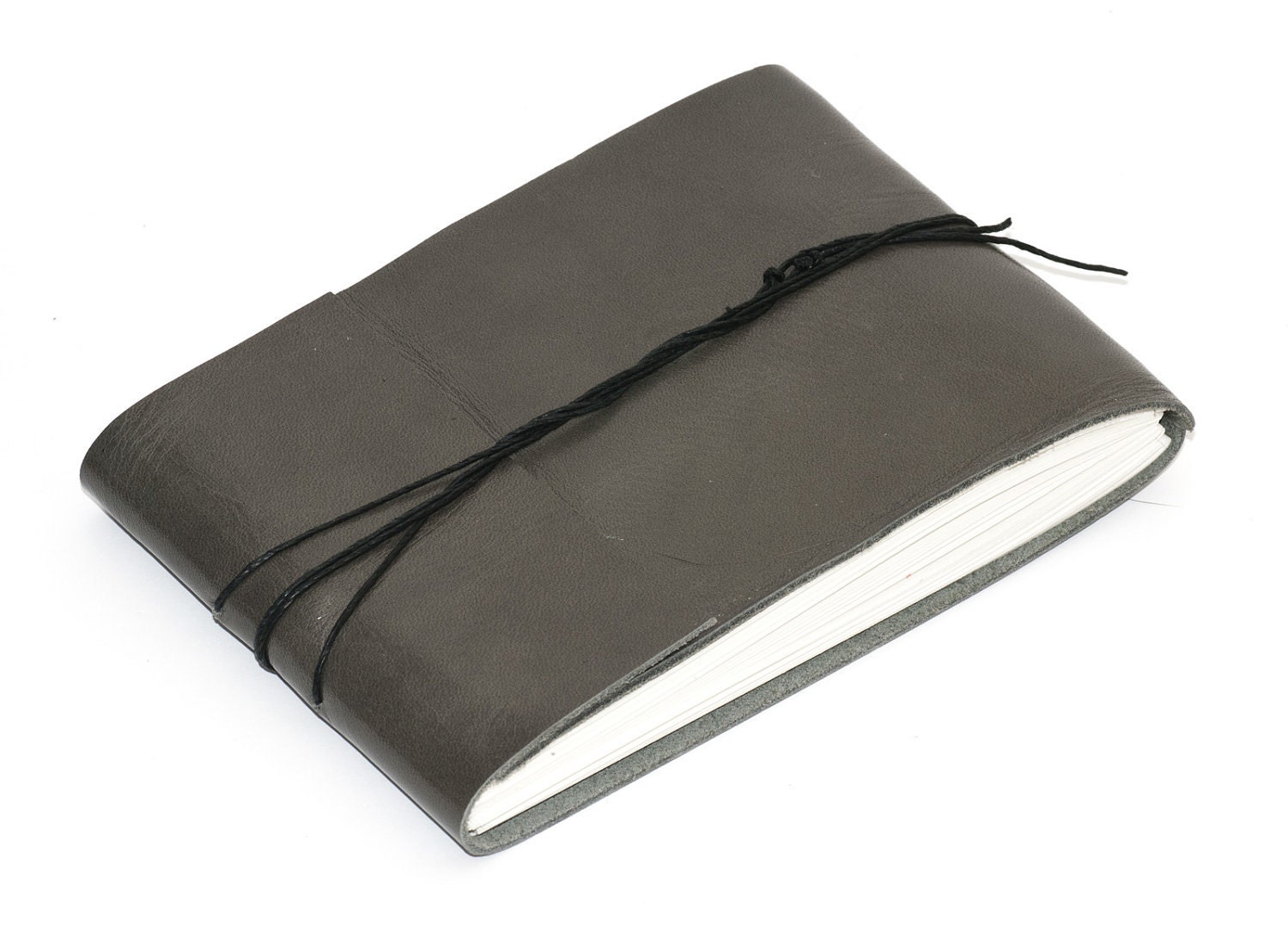 Leather Journal or Leather Sketchbook, Gunmetal, Medium Sized, Handbound Coptic Stitch - 3 3/4" x 5 1/2"
