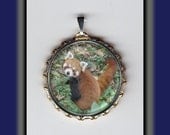 Red Panda Cute Photo Animal Art Brass Charm