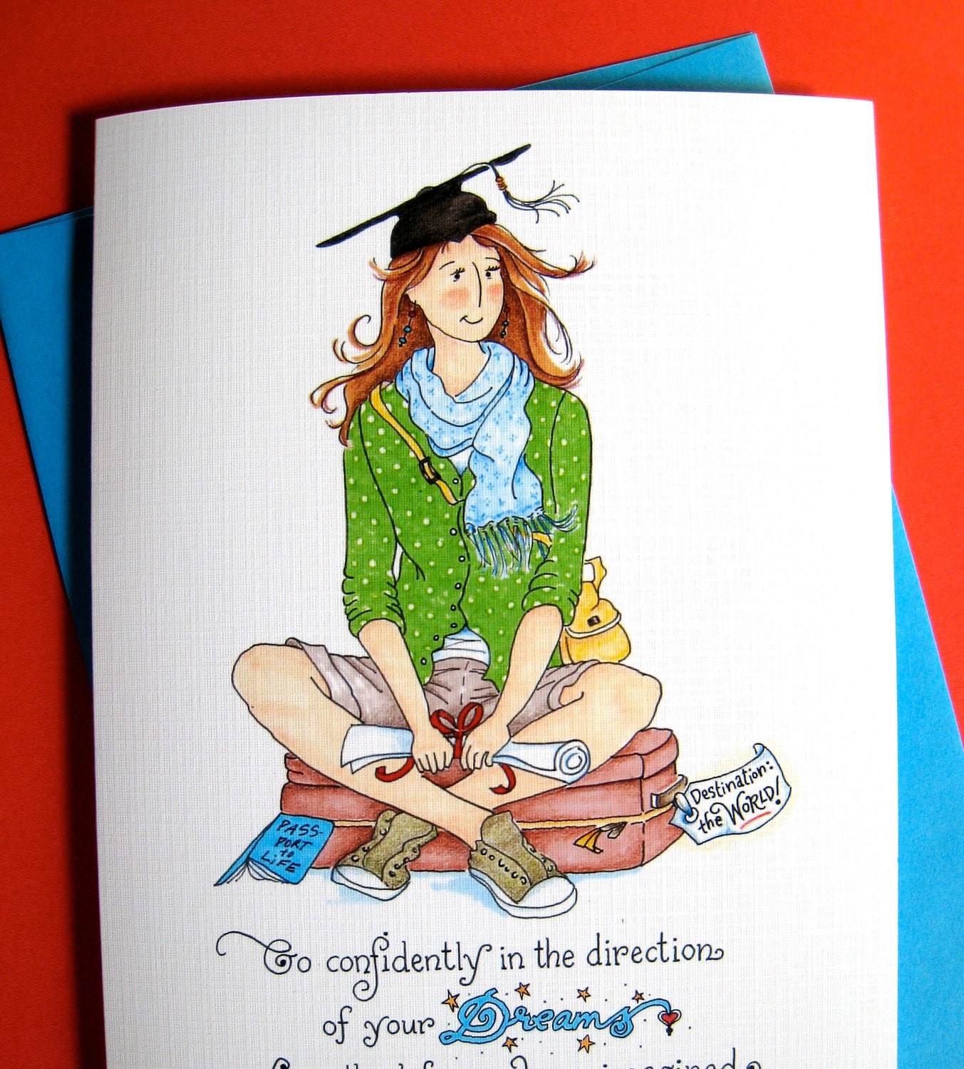 Go Confidently - Graduation Card, Girl Graduate, Thoreau quote
