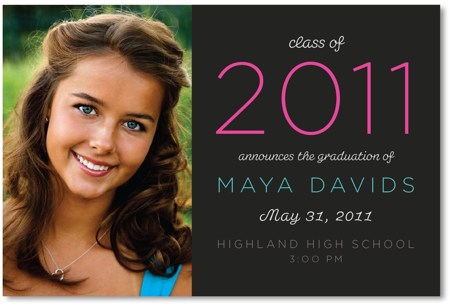 custom photo graduation announcement - neon