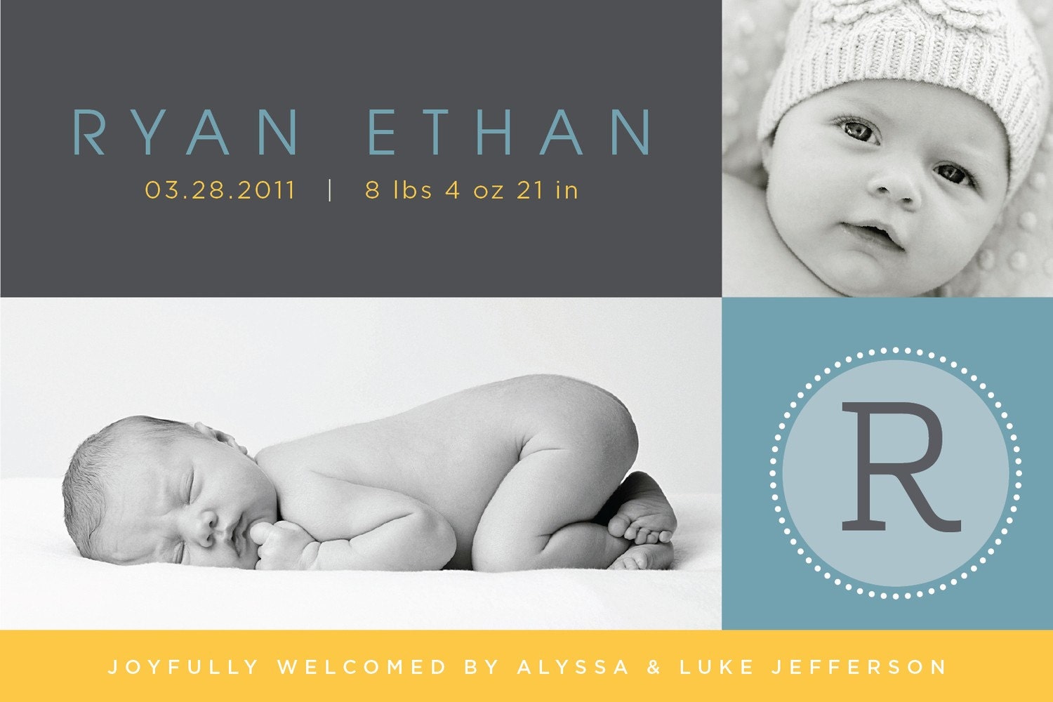 custom photo birth announcement - modern color