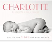 baby girl or boy custom photo birth announcement - elegance