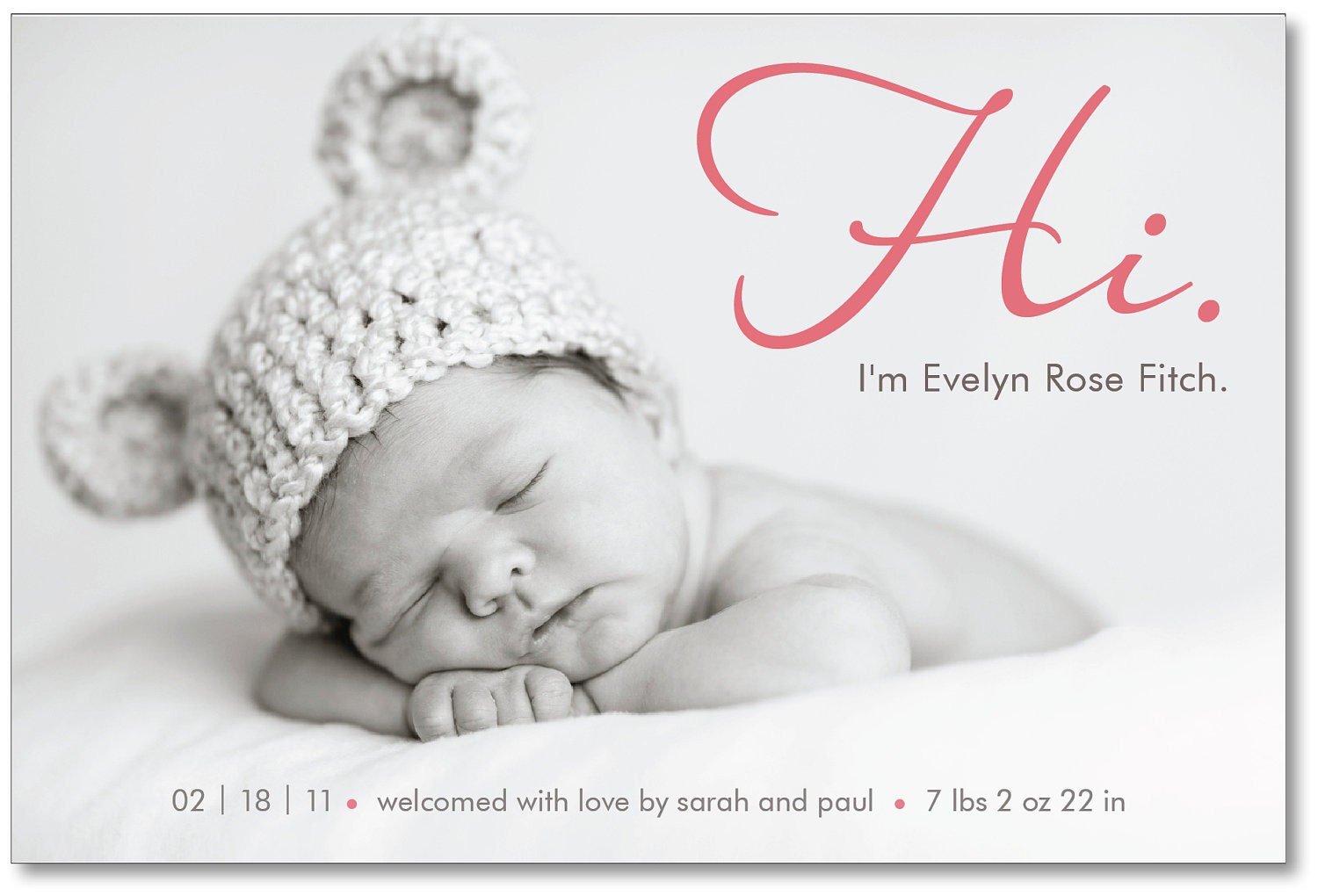 baby girl or boy photo birth announcement - Hi