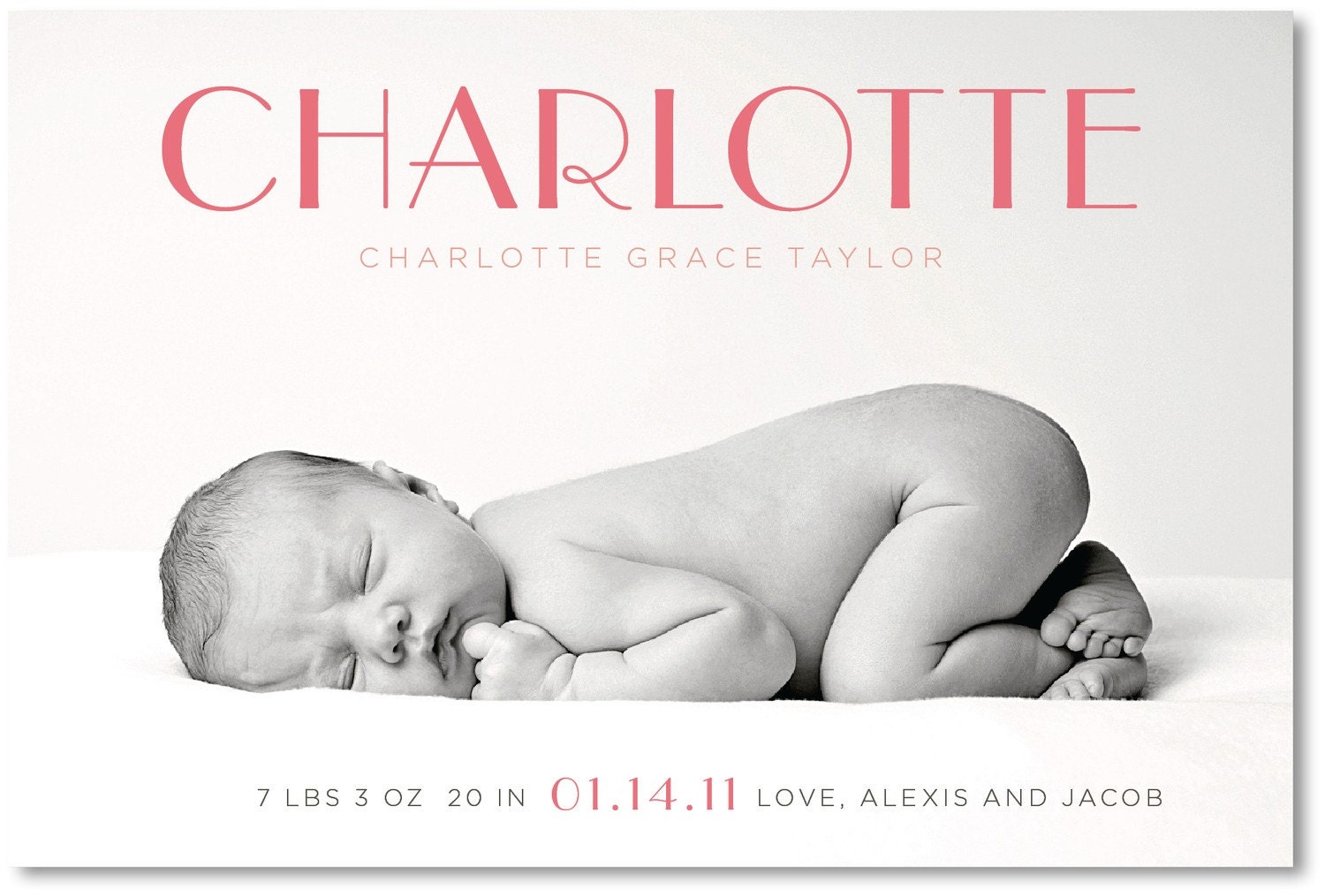 baby girl or boy custom photo birth announcement - elegance