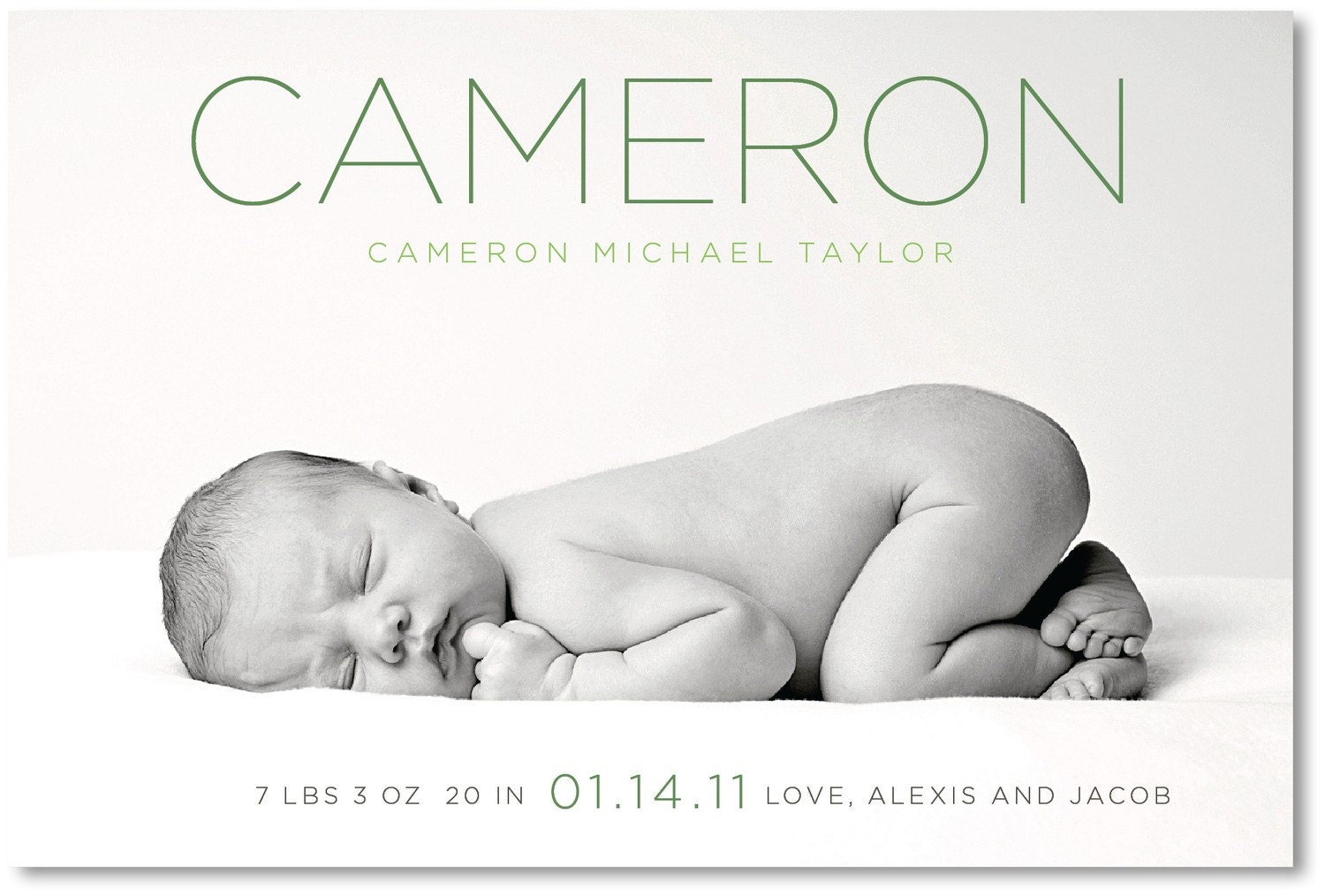 baby girl or boy custom photo birth announcement - elegance