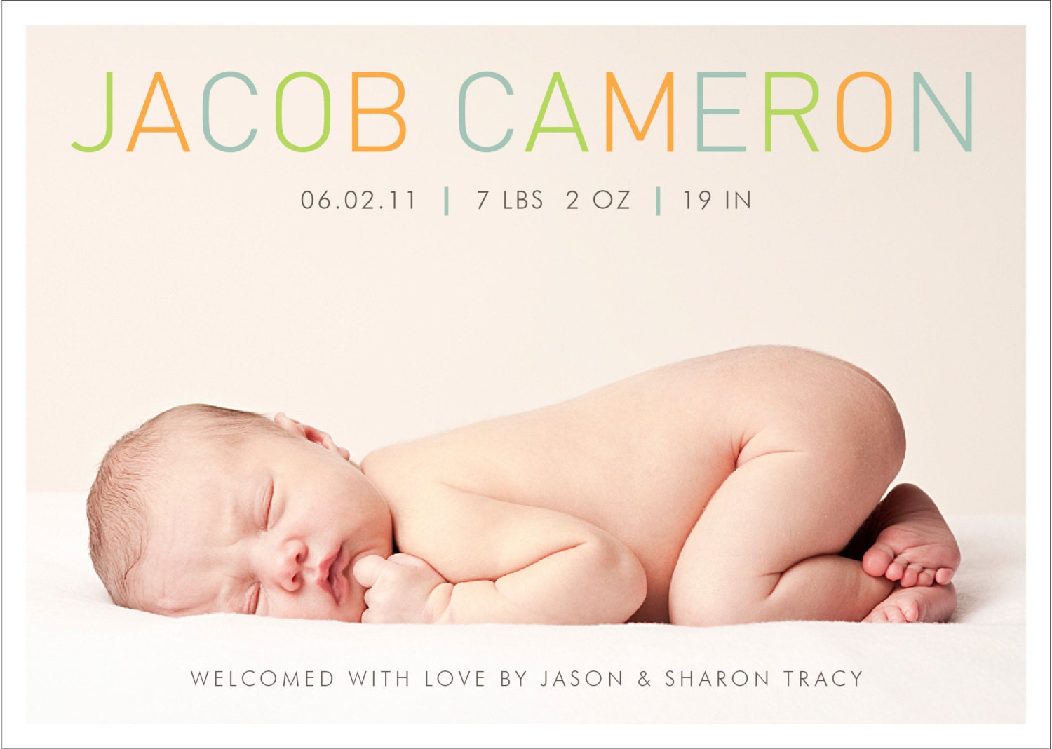 custom baby boy or girl photo birth announcement - pastel chic II