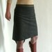 Woolen skirt - knee length mini - stripes - grey khaki green - wool - bow at back - medium size - US 8 - by Bartinki - READY to SHIP