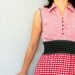Checked cotton dress in red and white - vintage inspired women's dress - upcycled OOAK - size small/medium US 6/8