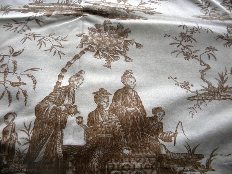 1 plus Yards of  Beautiful Asian Toile De Jouy SCALAMANDRE Fabric