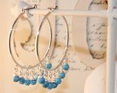 Hoops. Baby, Hoops - Silver and Turquoise Earrings