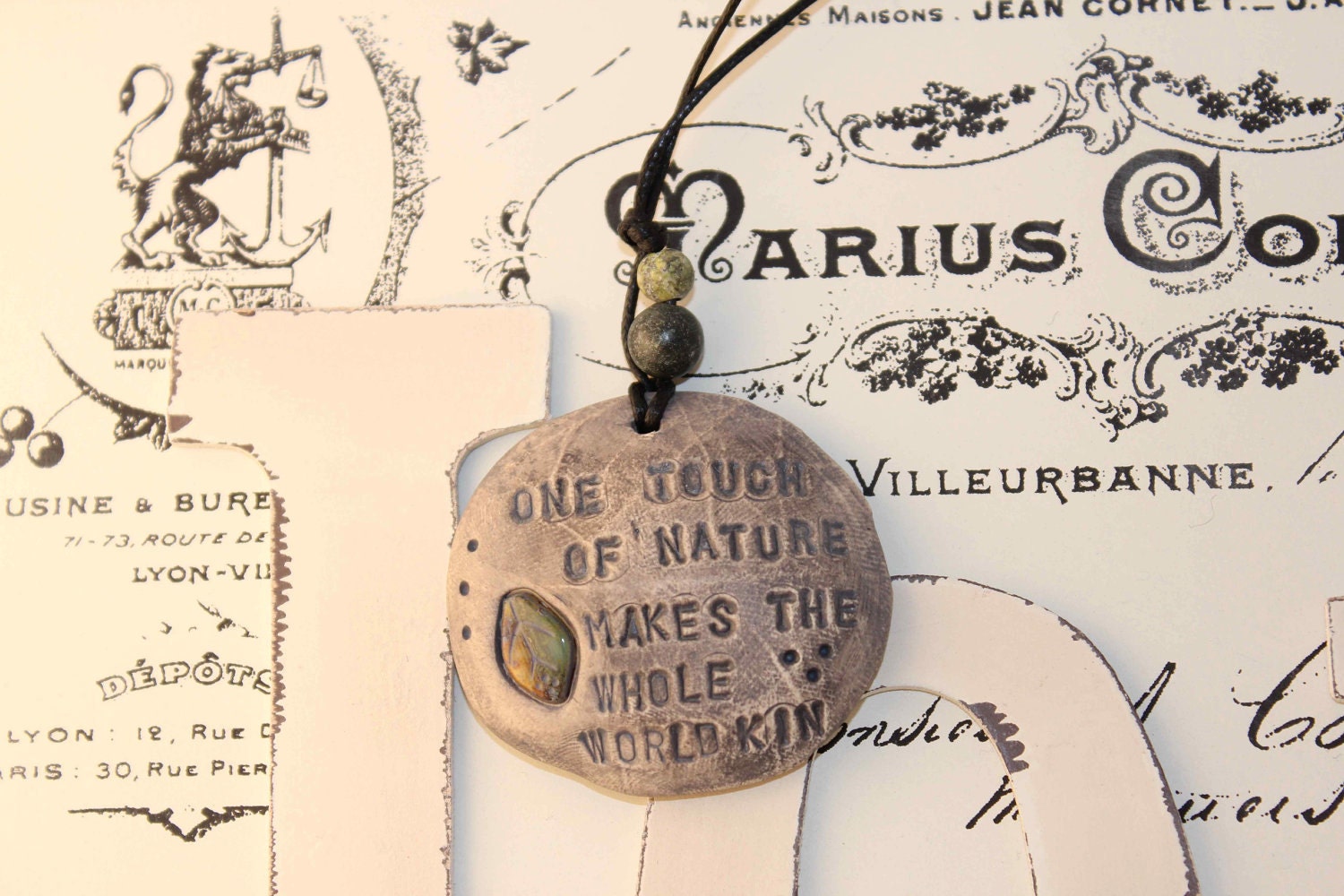 Shakespeare Nature Clay Pendant Necklace OOAK