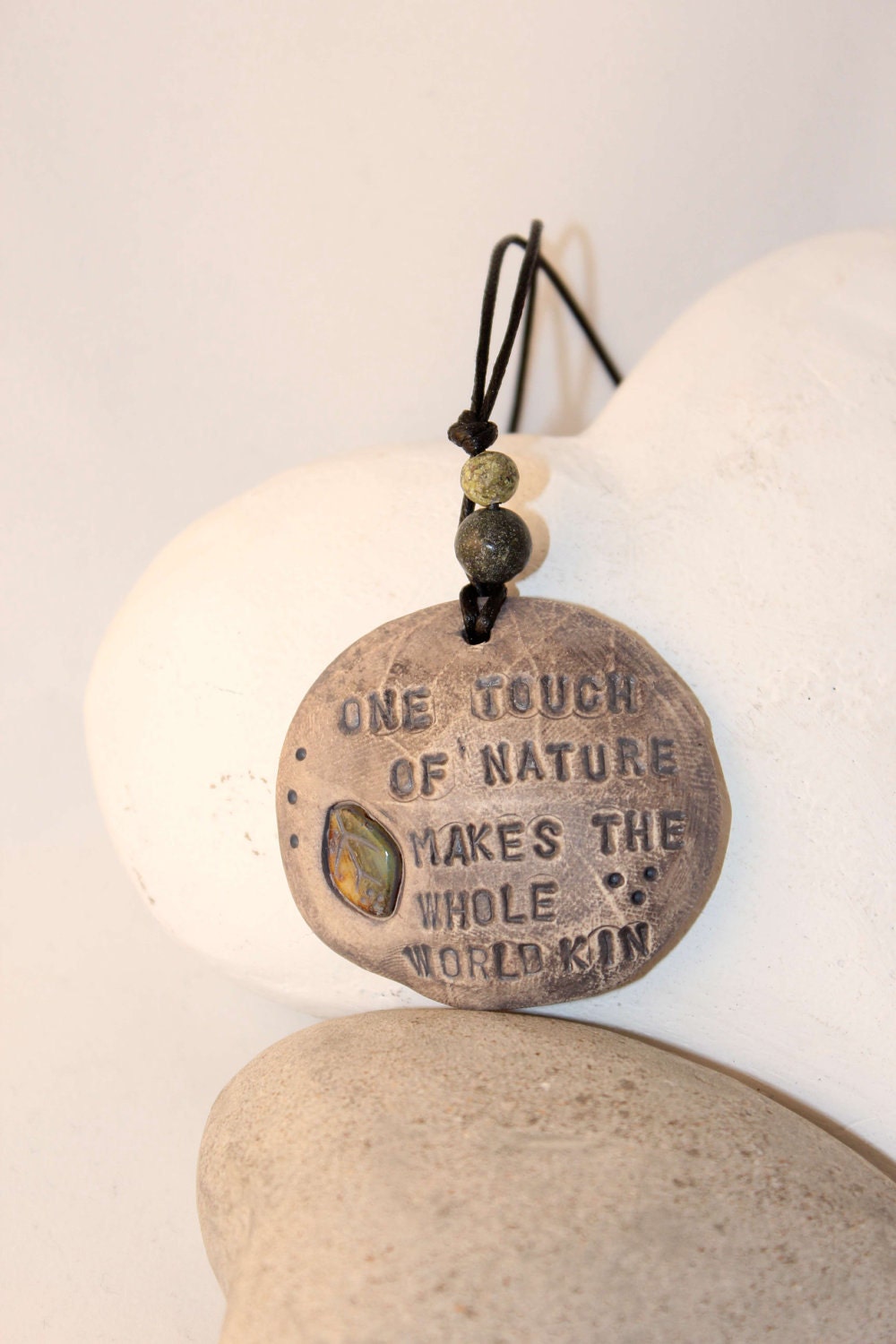 Shakespeare Nature Clay Pendant Necklace OOAK