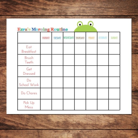 Printable Personalized Morning Routine Chart By InkaDinkDesigns