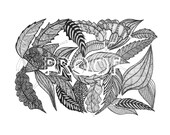 Leafage Print -Size 1 - Title- Autumn -  A Limited Edition Giclee Print Reproduced from Hand Drawing- Size 16 x 20 inches