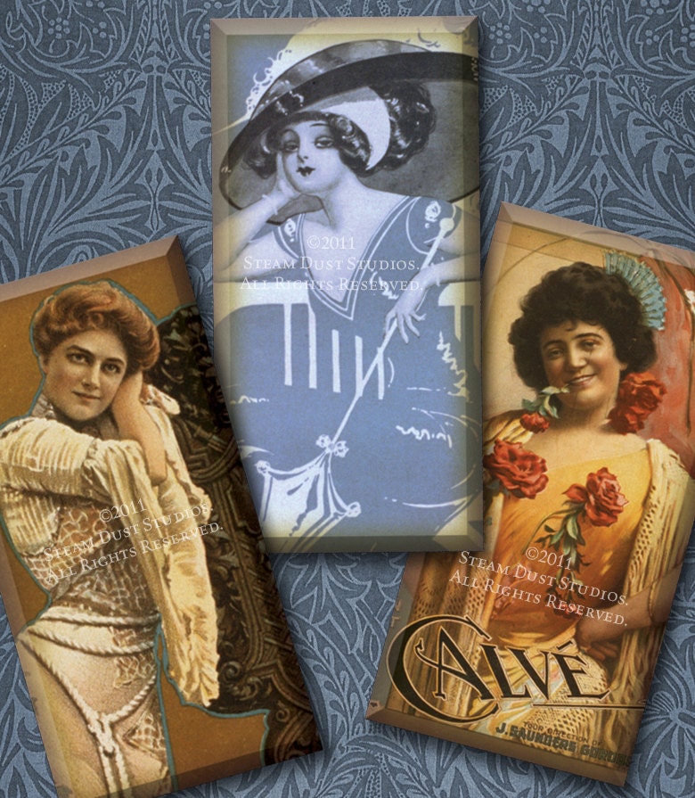 Victorian Theater Posters - 1x2 inch Domino Tile Images - Digital Collage Sheet - Download & Print