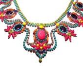 One of a Kind Hand painted Vintage Rhinestone Necklace - Example