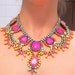 One of a Kind Pastel and Neon Handpainted Vintage Rhinestone Necklace (Example)
