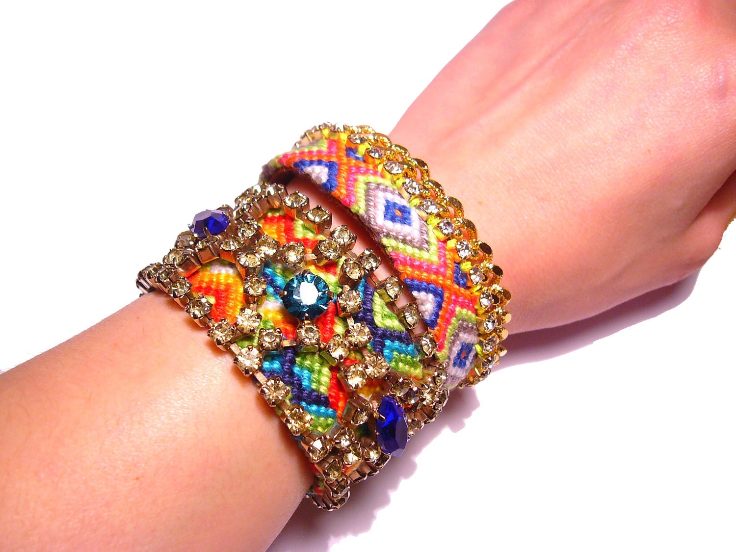 Wide Rhinestone Friendship Bracelet - Exotic Bliss II (ready to ship)