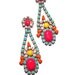 Long One of a Kind Neon Hand Painted Vintage Rhinestone Earrings - La Bohème V