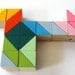 12 Color Block Magnets - Hand Painted Wood Blocks in RIO SET (Pink, Green, Blue, Orange) - Geometric, Triangles, Color Block
