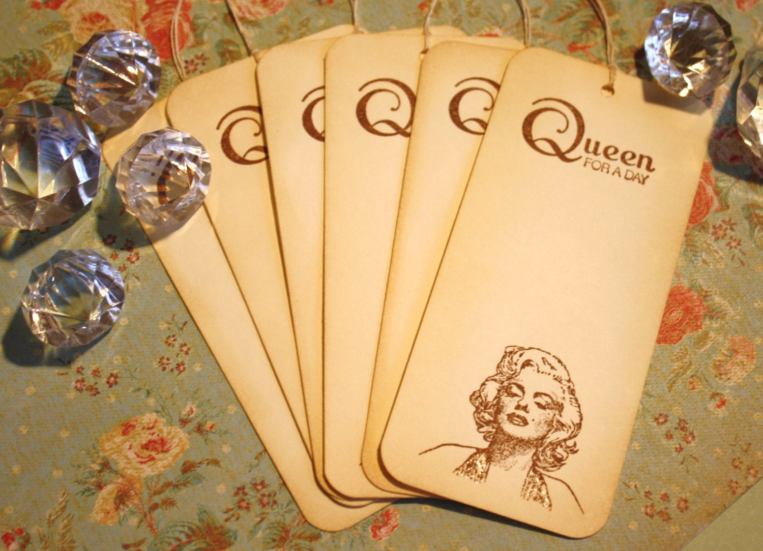 Gift Tags- Marilyn Monroe- Queen for a Day- Vintage Hollywood- Set of 6