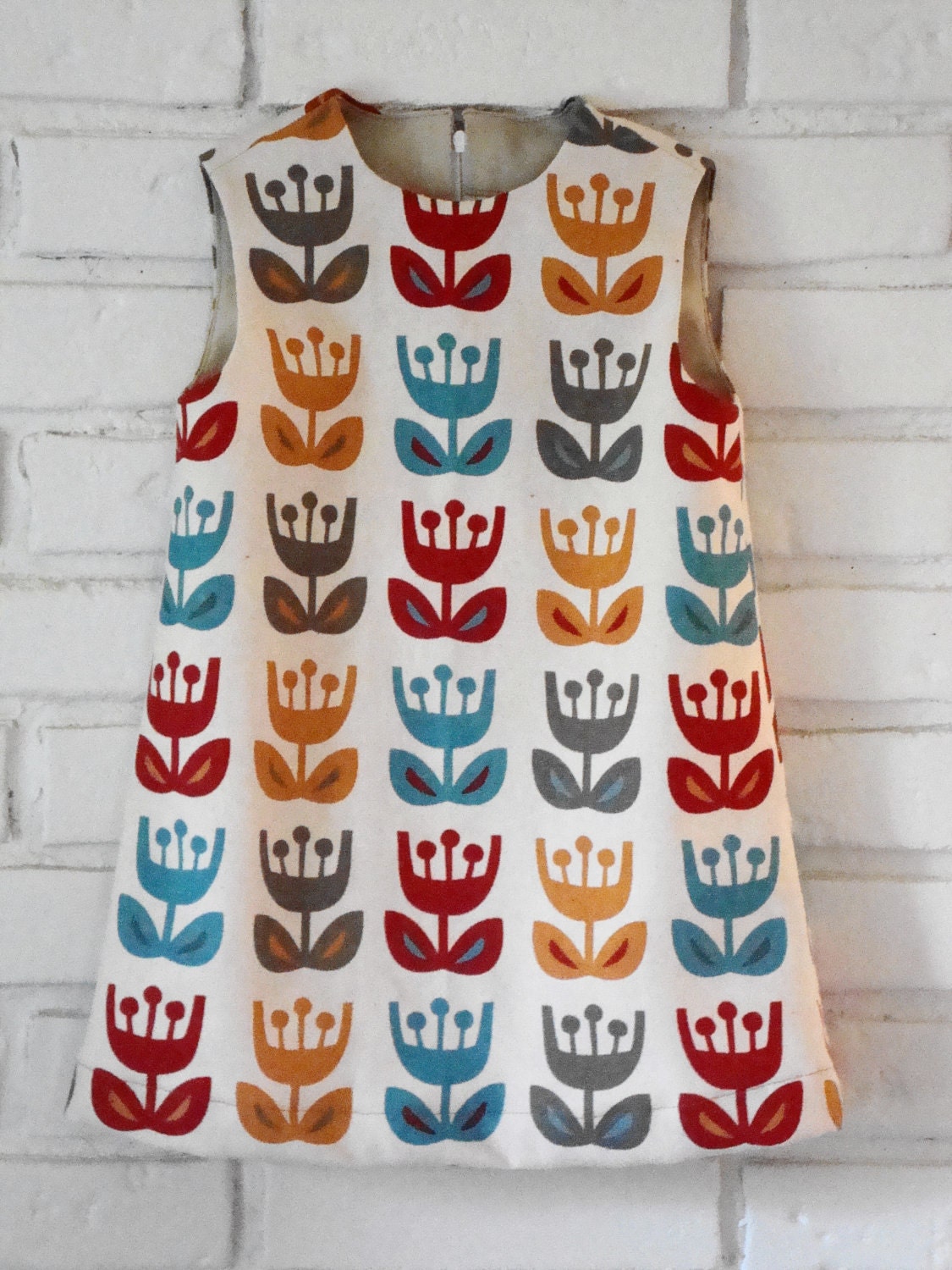 INGRID little girl toddler dress NORWAY shift a-line tulips scandinavian retro MOD vintage inspired 1960s by little ticket