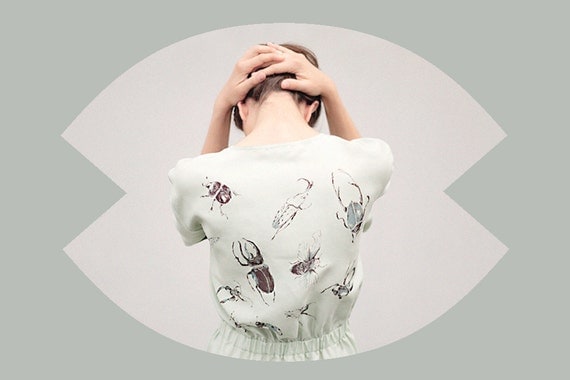 BUG ME. Conimatta Finds. Handpainted silk dress. Ready to ship.