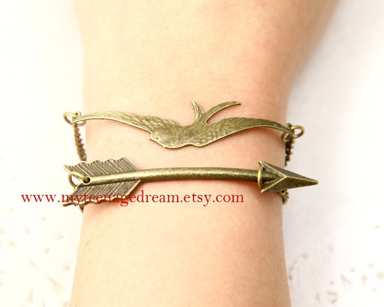 2 bracelets, lovely swallow bird bracelet and Arrow Bracelet