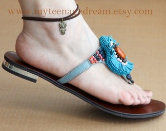 cute vintage style owl leather anklets ( can be a bracelet )