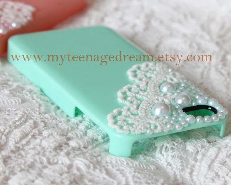 Romantic Lace Trim With light green iPhone 4/4S case, Apple iPhone 4 Case, iPhone 4s Case, iPhone 4 Hard Case iPhone Cover ON SALE