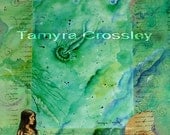 Mermaid Cove Mixed Media Collage 8x10 fine art print signed by Artist Tamyra Crossley