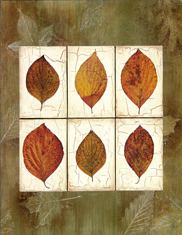 Leaf Study On Tile I  14x18"