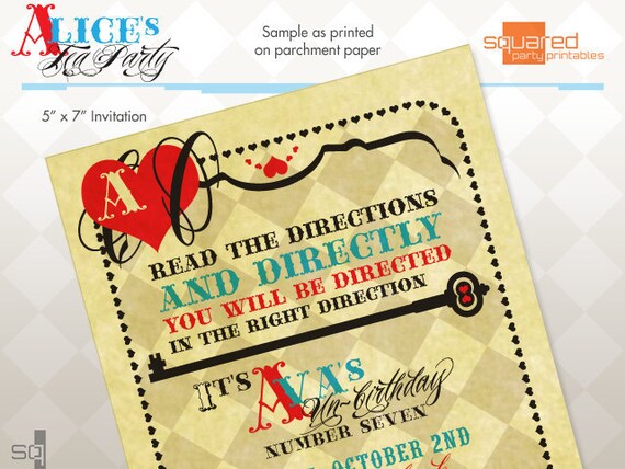 Alice in Wonderland Vintage Tea Party Invitation - Printable UnBirthday Invite - DIY Print - Alice's Tea Party Il_570xn
