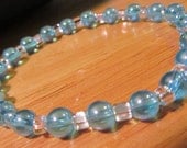 Sky blue and silver lined glass beaded bracelet