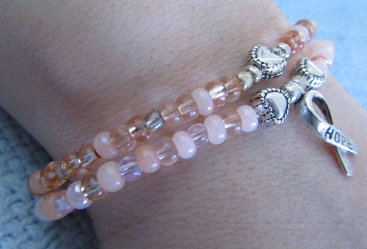 Peach "Hope" bracelet for uterine cancer