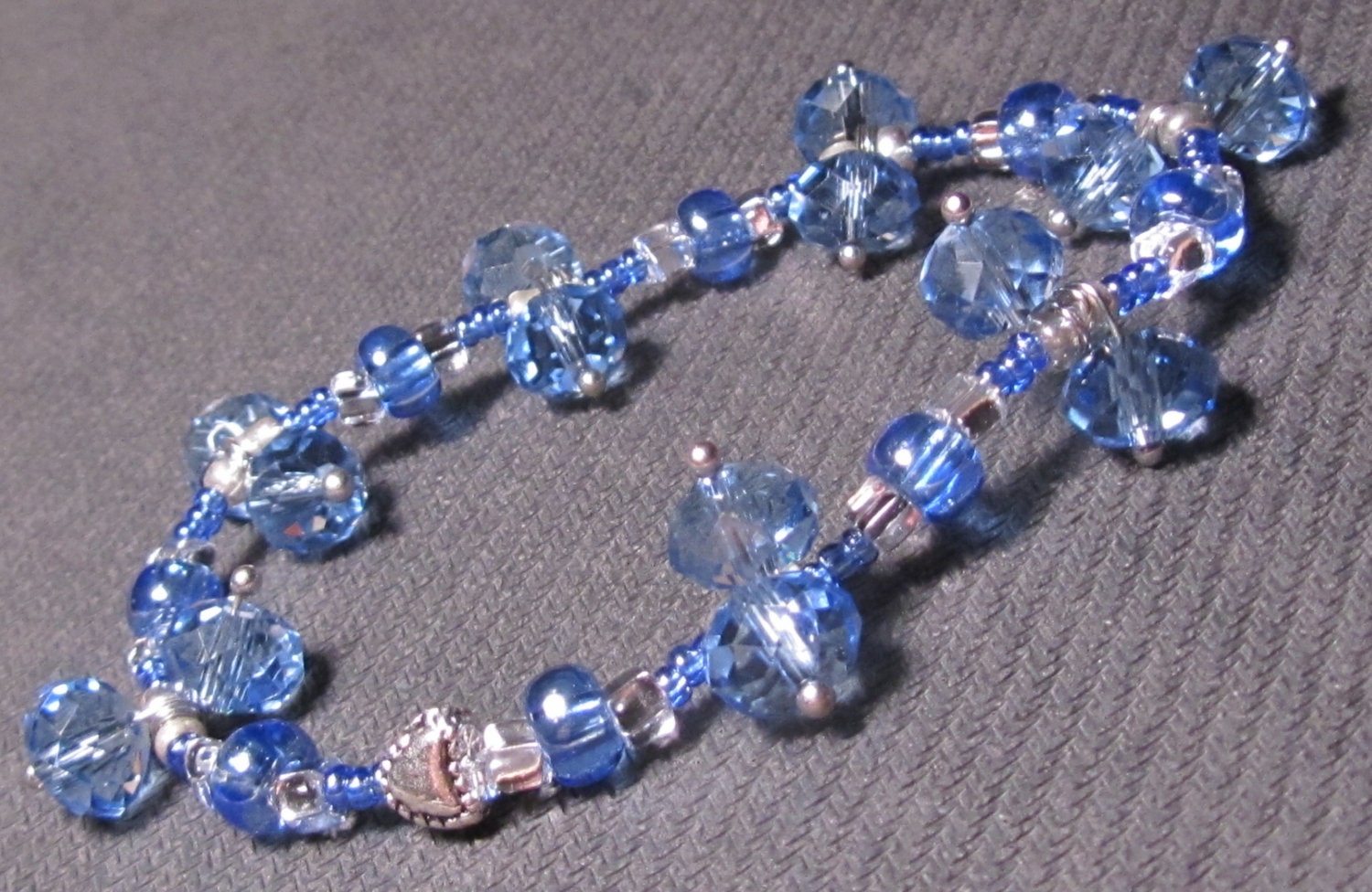 Light blue and crystal bangle bracelet