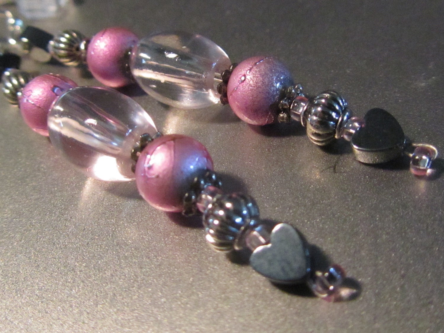 Pink  Drops with Hearts