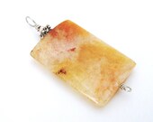 Positive Changes - FREE SHIPPING Wire Wrapped Pendant Rectangle Citrus Gold Sun Yellow Quartz Crystal Gemstone Mineral Stone Unique Gift