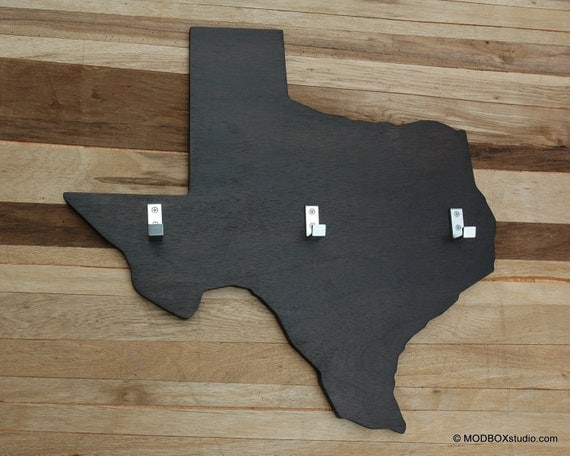 Coat Rack Key Hook Wall Hanging State Shape Texas Dark Espresso color