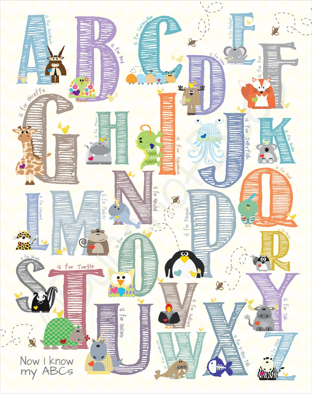 Alphabet nursery - A to Z in 11x14 - bunchofbees