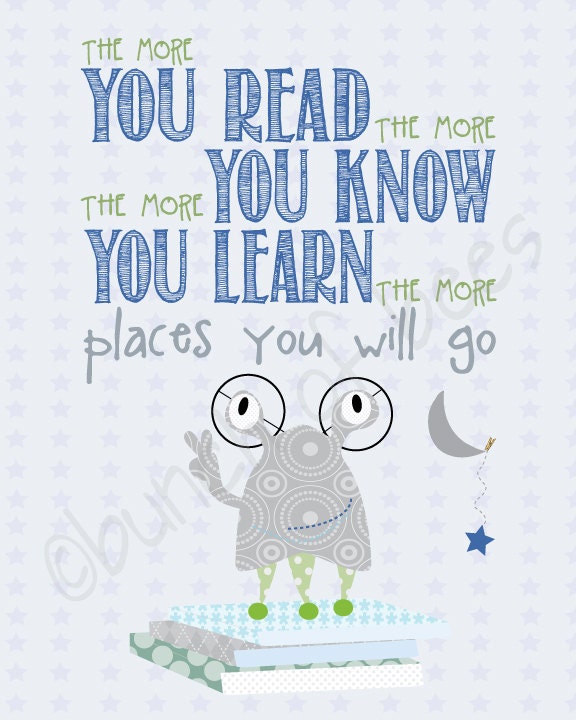 Read children's space theme - Series of TWO "reading" prints