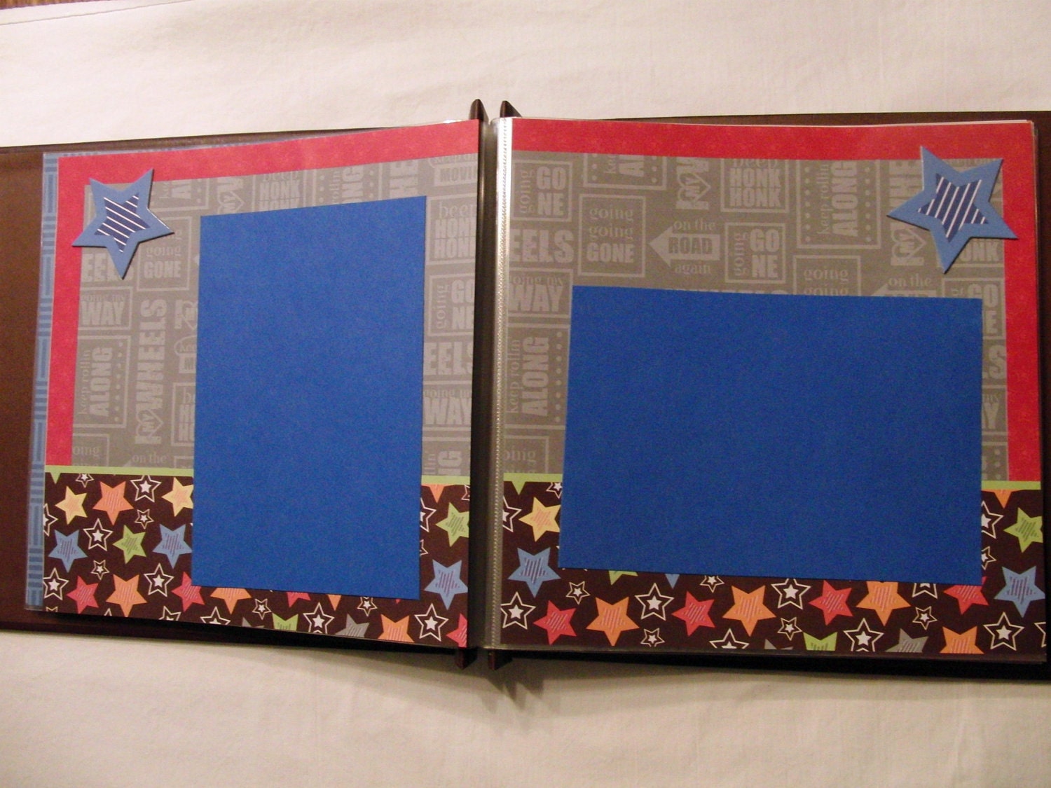 Premade Scrapbook Planes,Trains,Trucks, and Boats Boy 8x8 Ready made Scrapbook