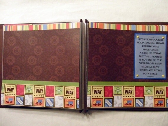 Premade Scrapbook Planes,Trains,Trucks, and Boats Boy 8x8 Ready made Scrapbook