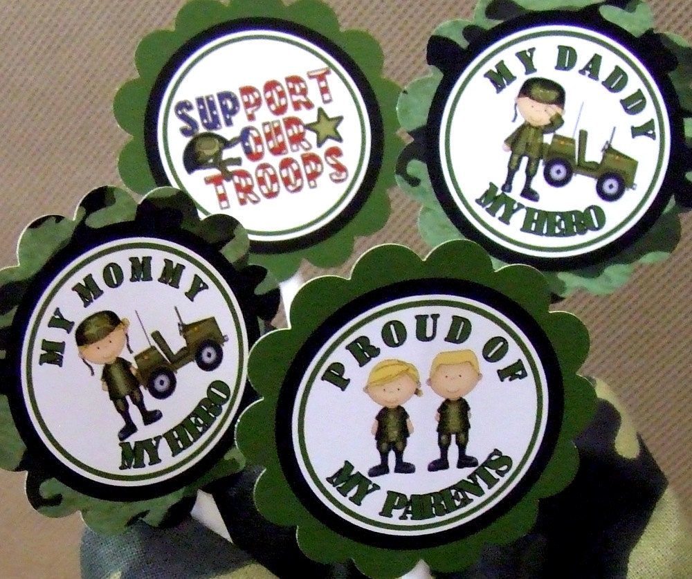 INSTANT DOWNLOAD - Printable - Army Proud - Cupcake Toppers & Favor Tags Il_570xn