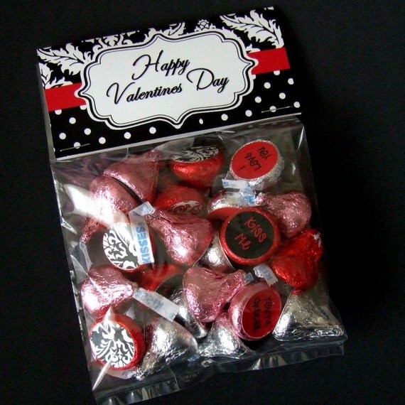 INSTANT DOWNLOAD - Printable Valentine Treat Bag Toppers & Hershey's Kisses Stickers Set Il_570xn