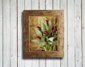 In Red - Red Calla Lilly flowers - 16x20 - Framed print - gold and red frame - calla lilly flowers - red flowers- red home decor